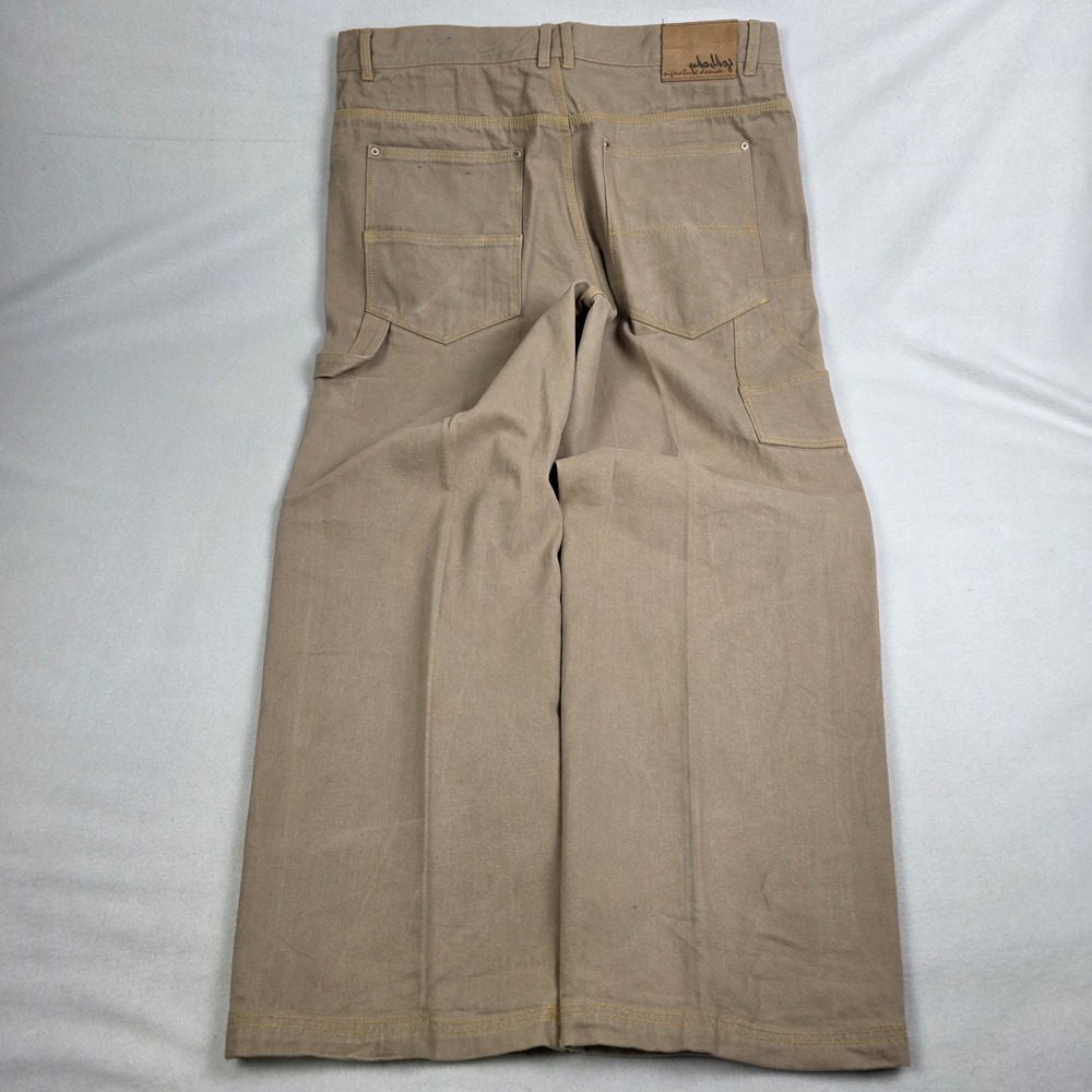 Vintage Y2k Godbody Baggy Jeans Mens 42x33 Tan Carpenter Wide Leg Workwear Skate